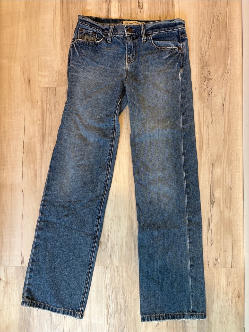 Gap 100% Cotton Straight-Leg Denim Jeans In Faded Blue